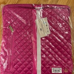 Oliver Thomas Hot Pink Quilted Backpack with White Trim
